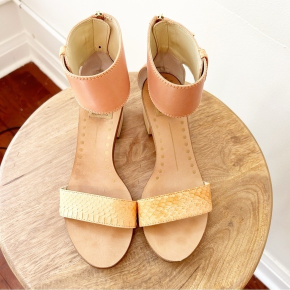 Dolce Vita Foxie Tangerine Snake Ankle Strap Leather Sandals - Fit 8.5 - Picture 6 of 16
